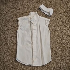 Kids White Sleeveless English Show Shirt